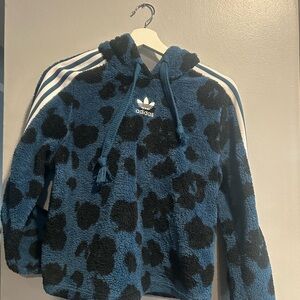 Adidas Kids Blue and Black Patterned Hoodie